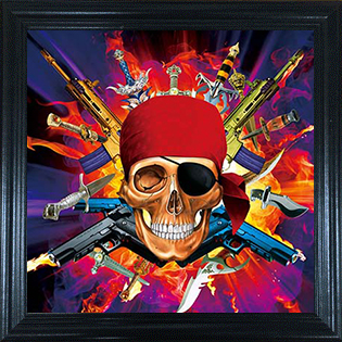 5D Lenticular Skull picture with wooden frame for Halloween or bar decoration