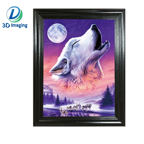 30x40cm lenticular 3d picture wolf picture with frame for decoration