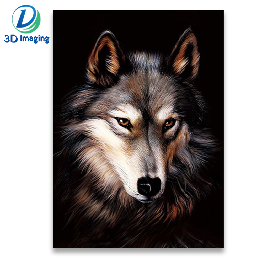 wholesale big 3d picture of wolf lenticular poster for decoration