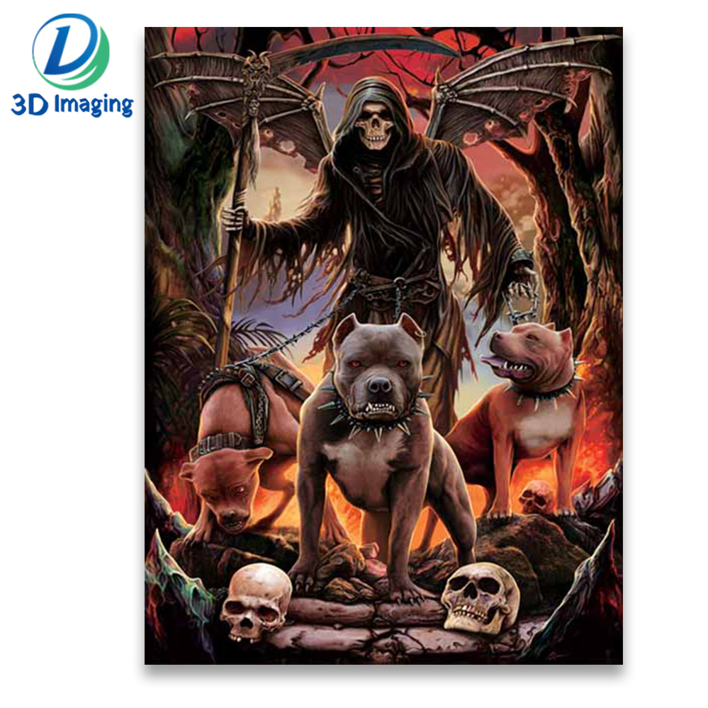 PET lenticular material smoking 3d ghost skull cool picture