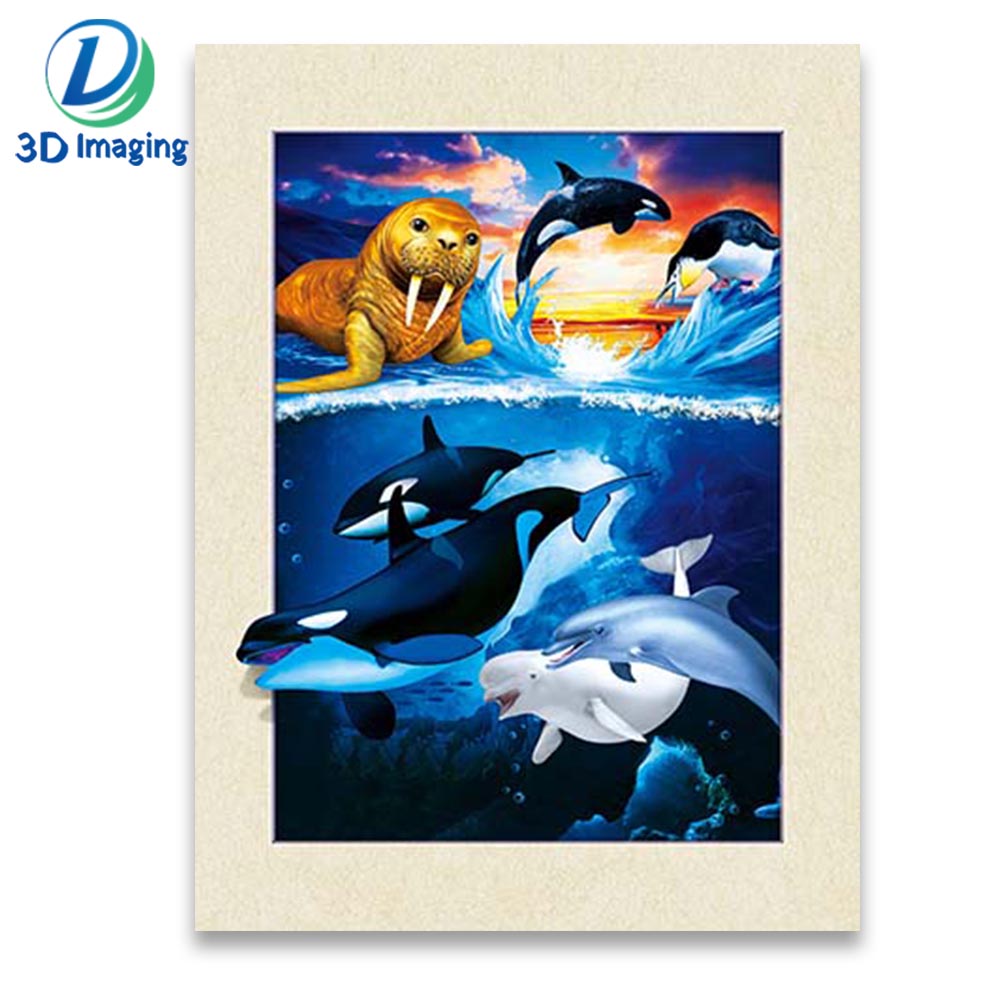 Lenticular shark picture deep sealife poster printing 5d picture