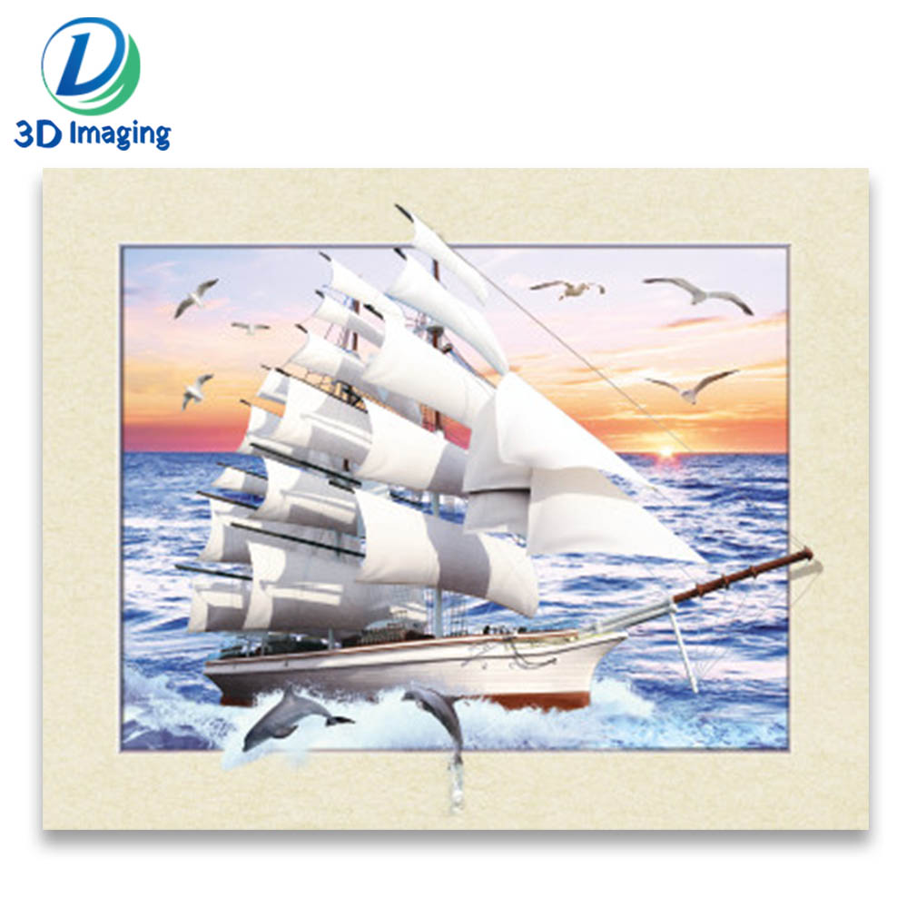Hot 3d picture 5d decorative picture of boat 5d lenticular picture