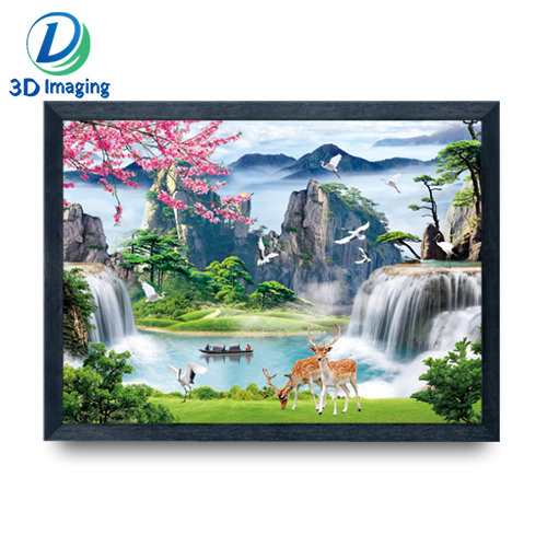 Beautiful 3d 5d lenticular scenery picture with frame small middle large size can choose