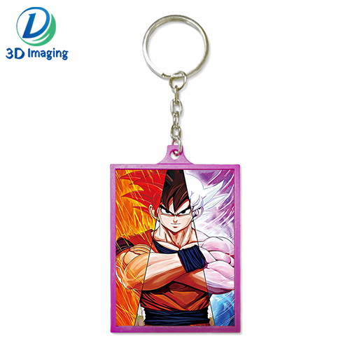 Hot sale 3D lenticular souvenir keychain Acrylic 3D Keyring Goku keychain